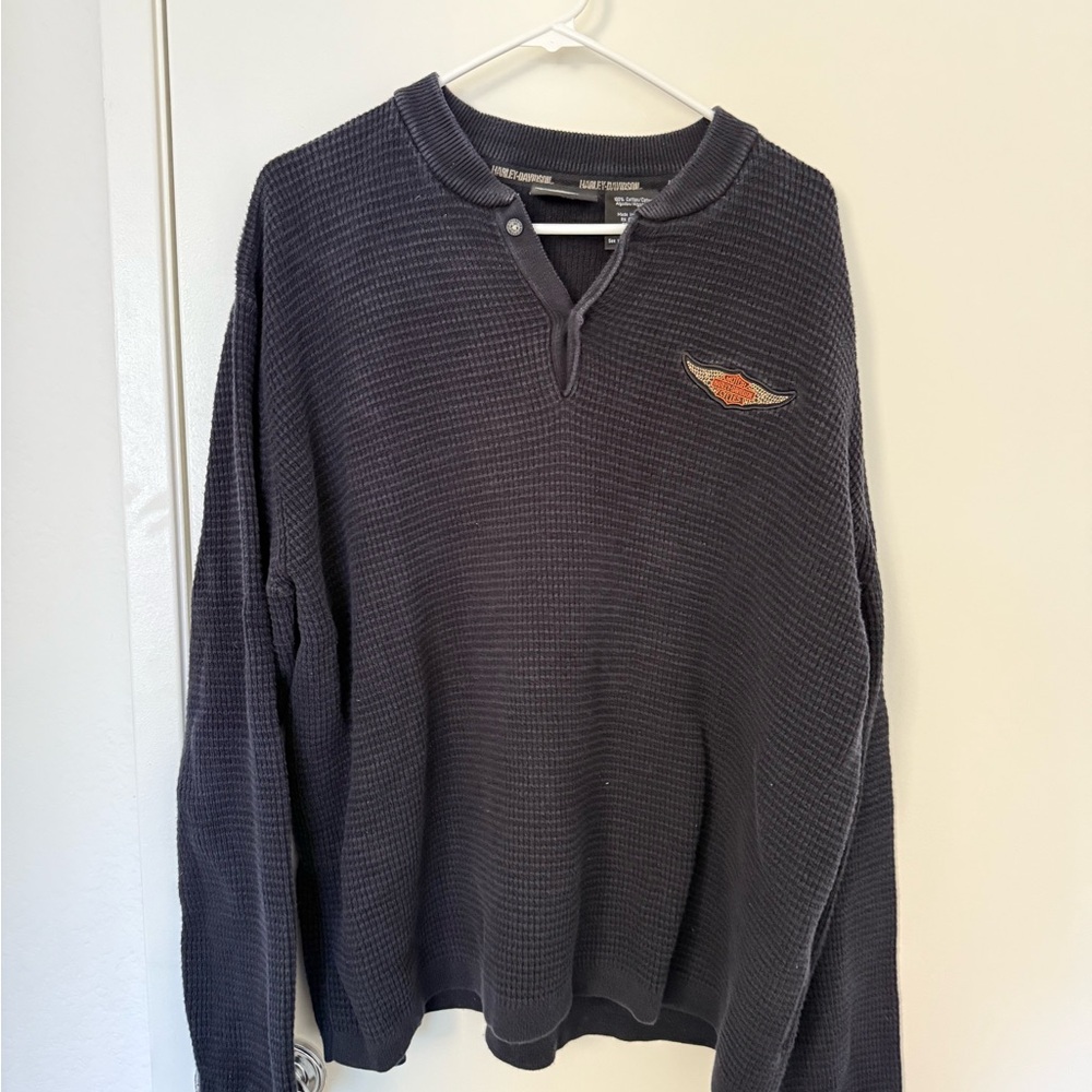 Harley-Davidson Black Waffle Knit Shirt